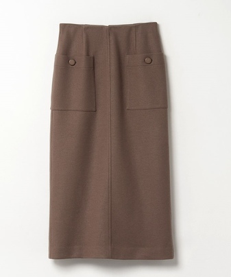 カラーメルトン釦付きタイトスカート