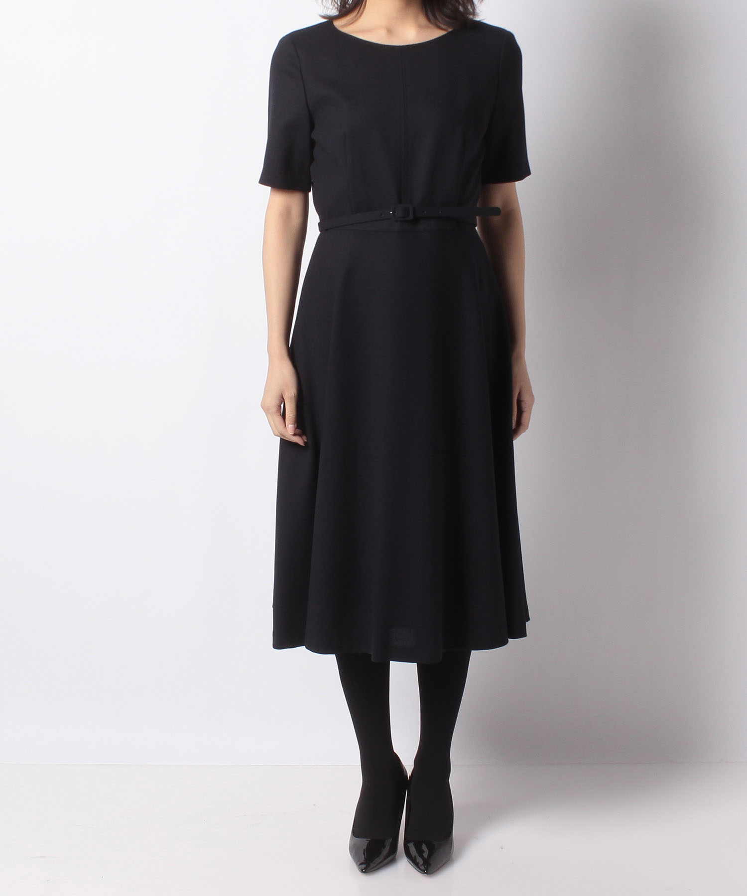 ウールジョーゼットフレアーワンピース ベルト付き Anayi Official Online Store アナイ 公式通販
