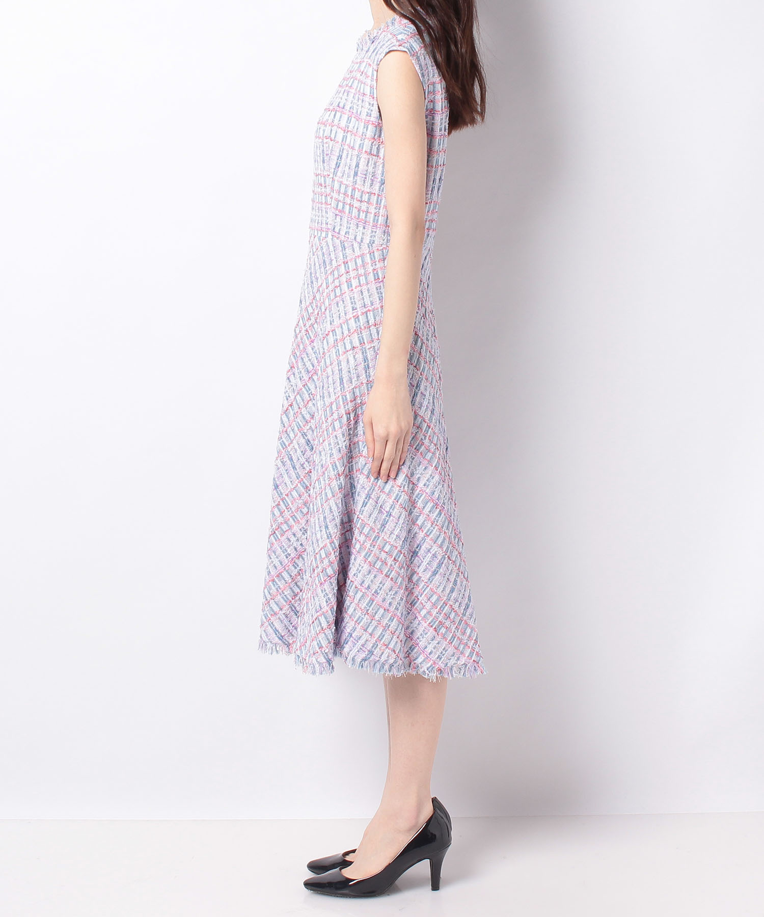 セットアップ対応 ピンクミックスツイードフレアワンピース Anayi Official Online Store アナイ 公式通販