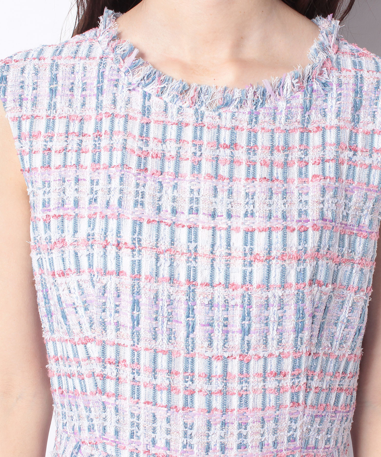 セットアップ対応 ピンクミックスツイードフレアワンピース Anayi Official Online Store アナイ 公式通販