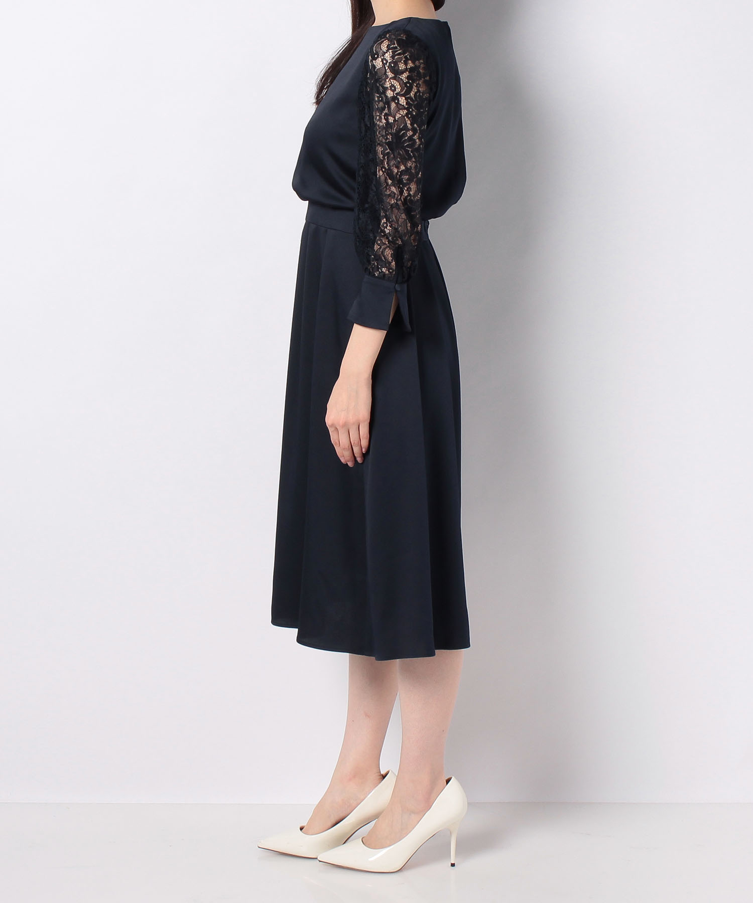 ハンマーサテンソデレースワンピース Anayi Official Online Store アナイ 公式通販 ハンマーサテンソデレースワンピース Anayi Official Online Store アナイ 公式通販