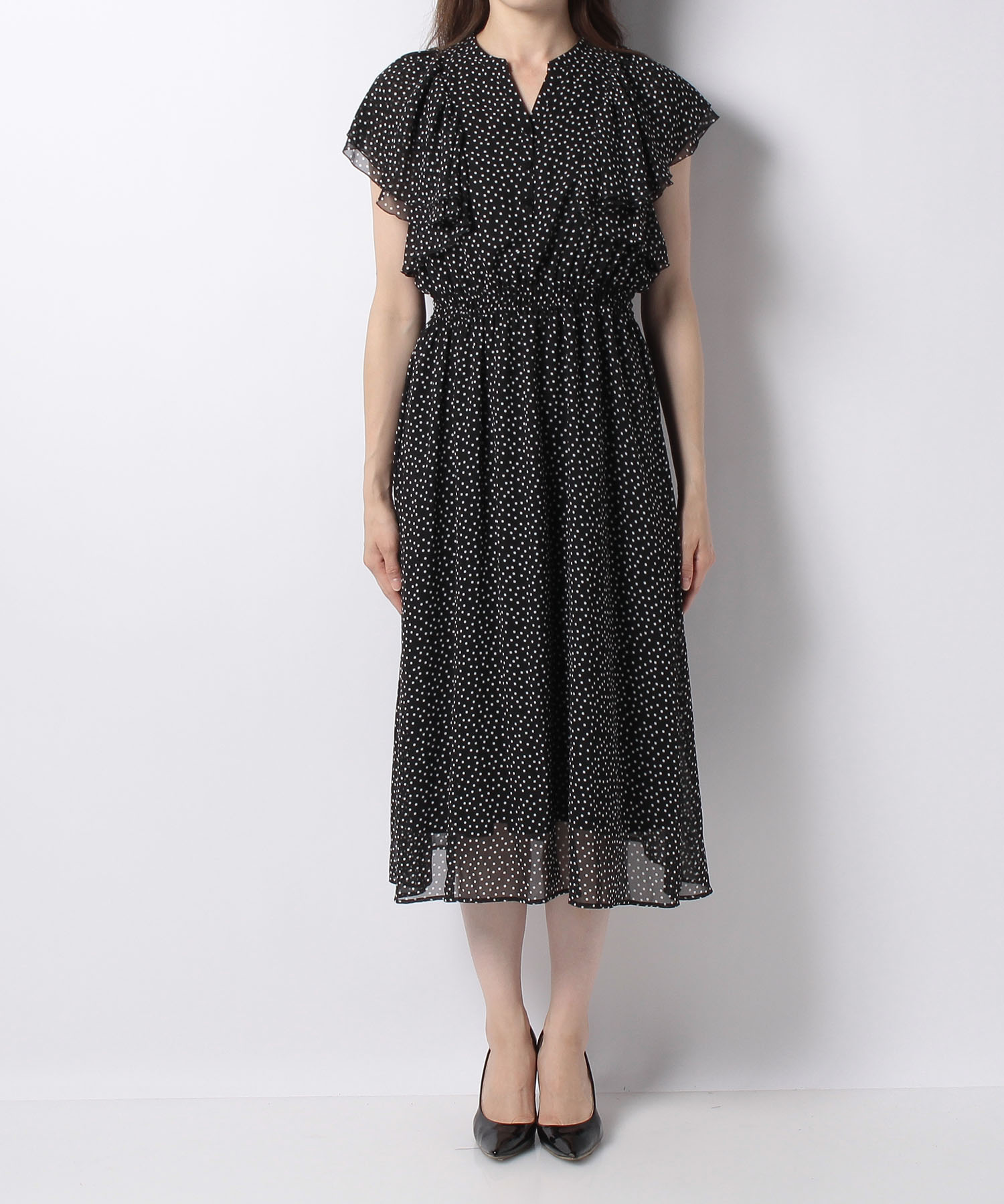 ミニドットシフォンラッフルワンピース Anayi Official Online Store アナイ 公式サイト