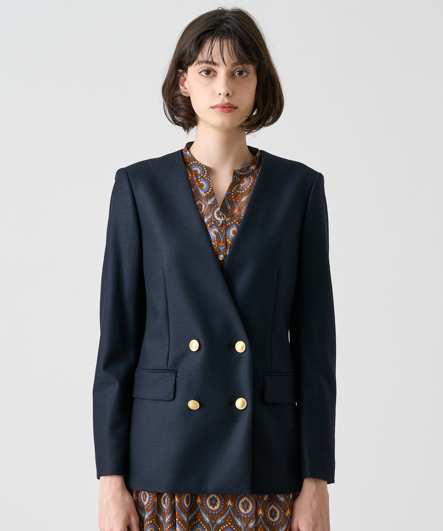 ツイルジャージVノーカラー ジャケット|ANAYI OFFICIAL ONLINE STORE