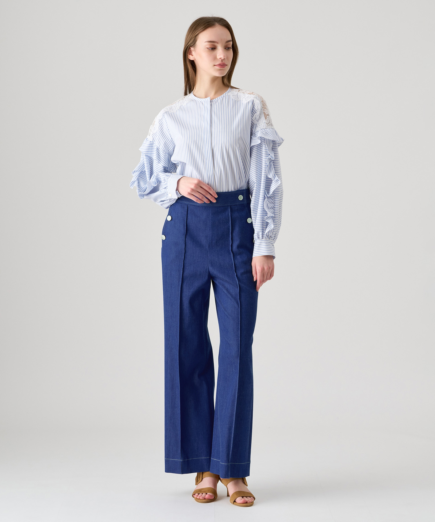 コットン袖レースフリル ブラウス｜ANAYI OFFICIAL ONLINE STORE 