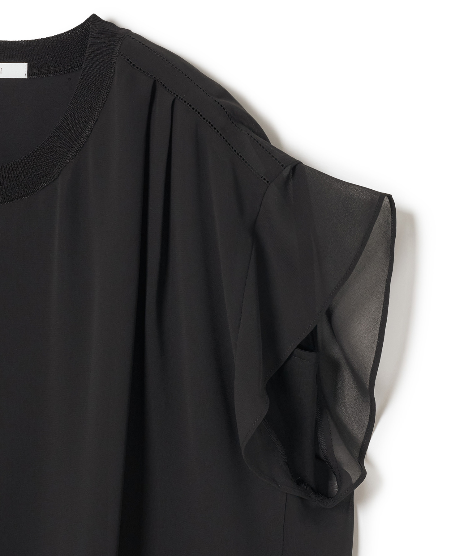 【美品】ANAYI シフォンコンビフレンチスリーブ プルオーバー 38