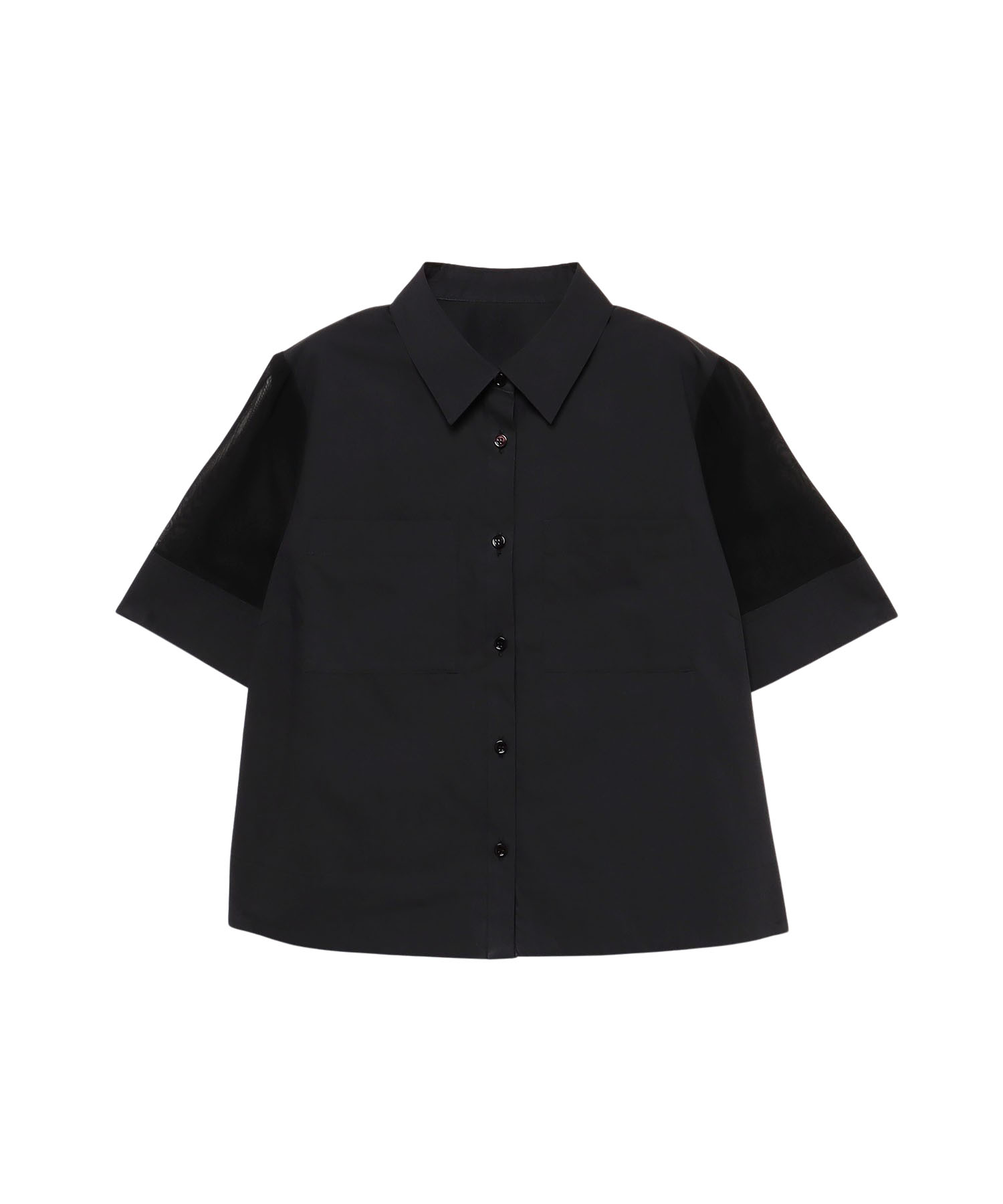 ANAYI コットンオーガンジーシャツ ブラウス ブラック サイズ38