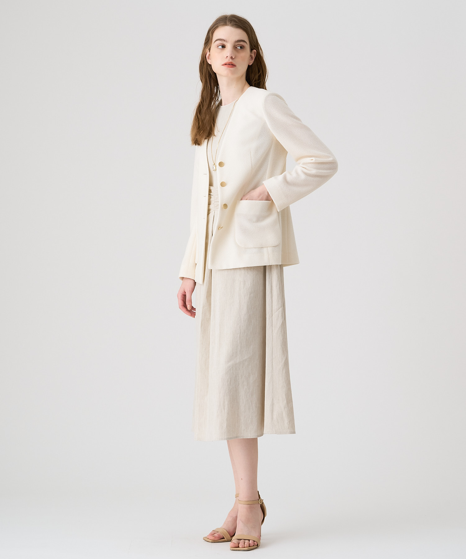 メッシュノーカラーポケット ジャケット|ANAYI OFFICIAL ONLINE STORE