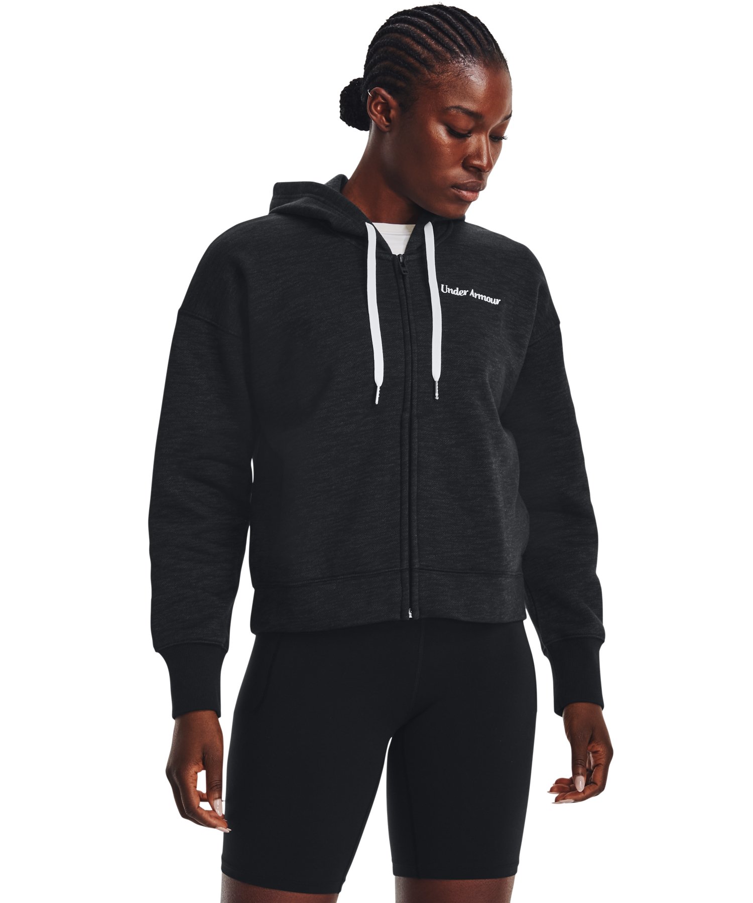 UAエッセンシャル スクリプト フリース フルジップ フーディー(トレーニング/WOMEN)【アンダーアーマー/UNDER ARMOUR】 UAエッセンシャル スクリプト フリース フルジップ フーディー(トレーニング/WOMEN)【アンダーアーマー/UNDER ARMOUR】