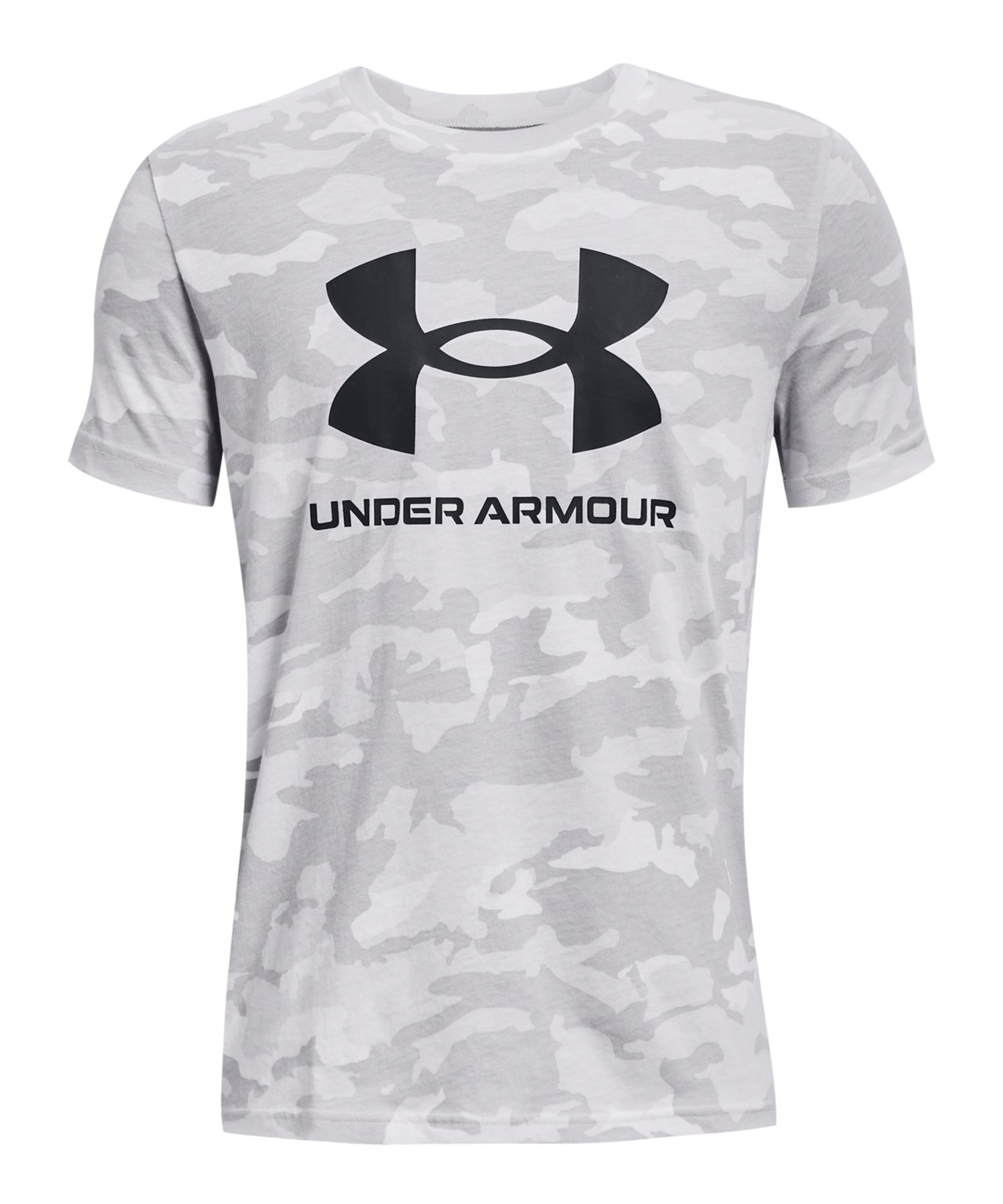 UAスポーツスタイル ショートスリーブTシャツ 〈オールオーバープリント〉〈ビッグロゴ〉（トレーニング/BO