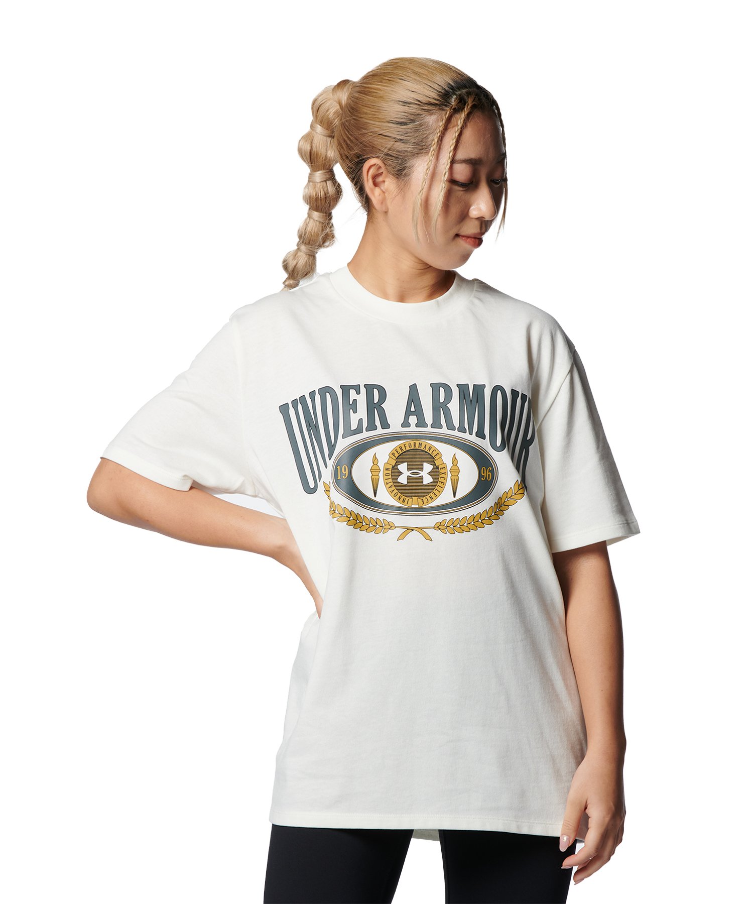 UAヘビーウエイト ショートスリーブTシャツ〈カレッジロゴ〉（トレーニング/WOMEN）