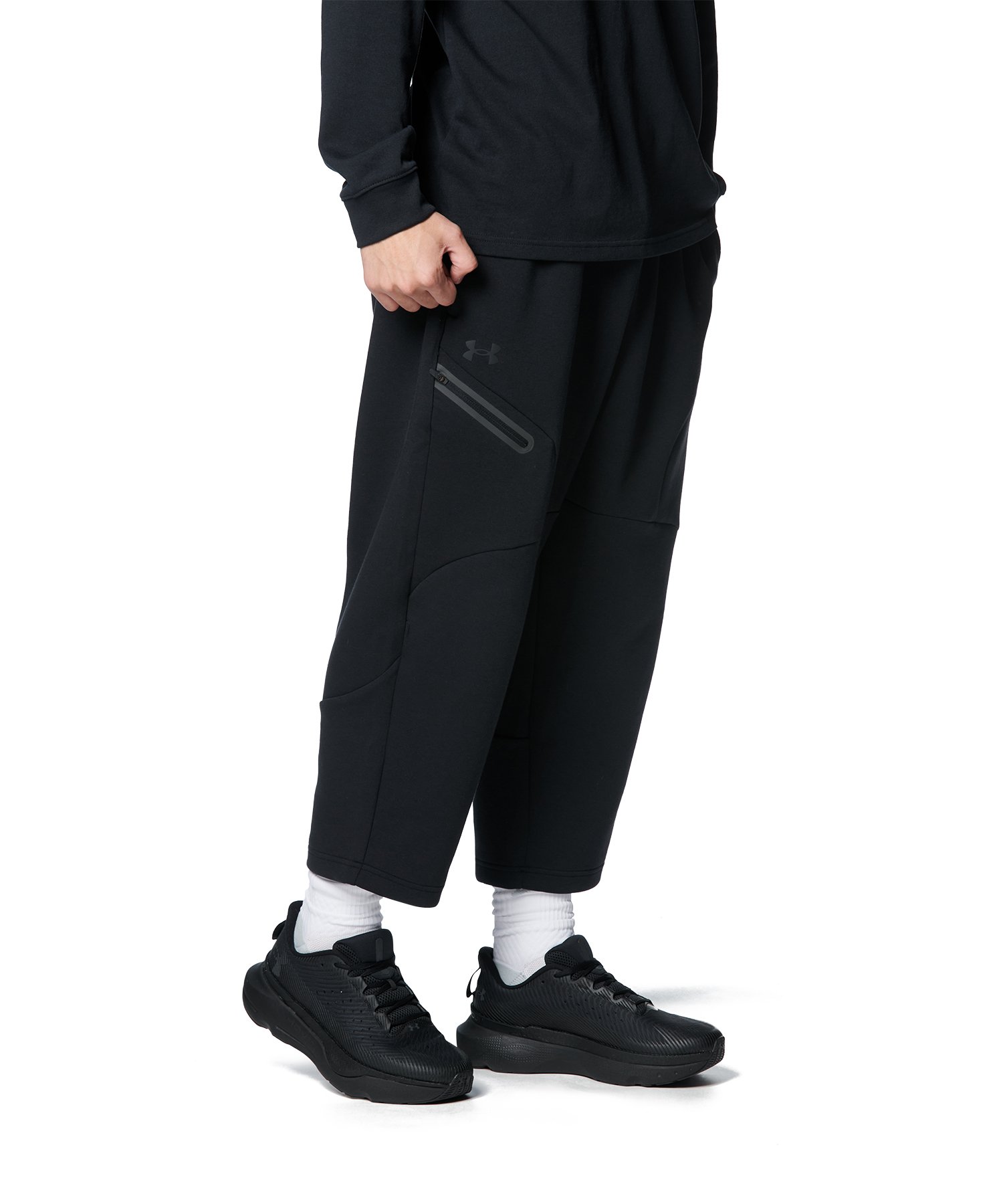 UNDER ARMOUR Unstoppable Fleece BAGGY Crop ズボン 黒 XL 男