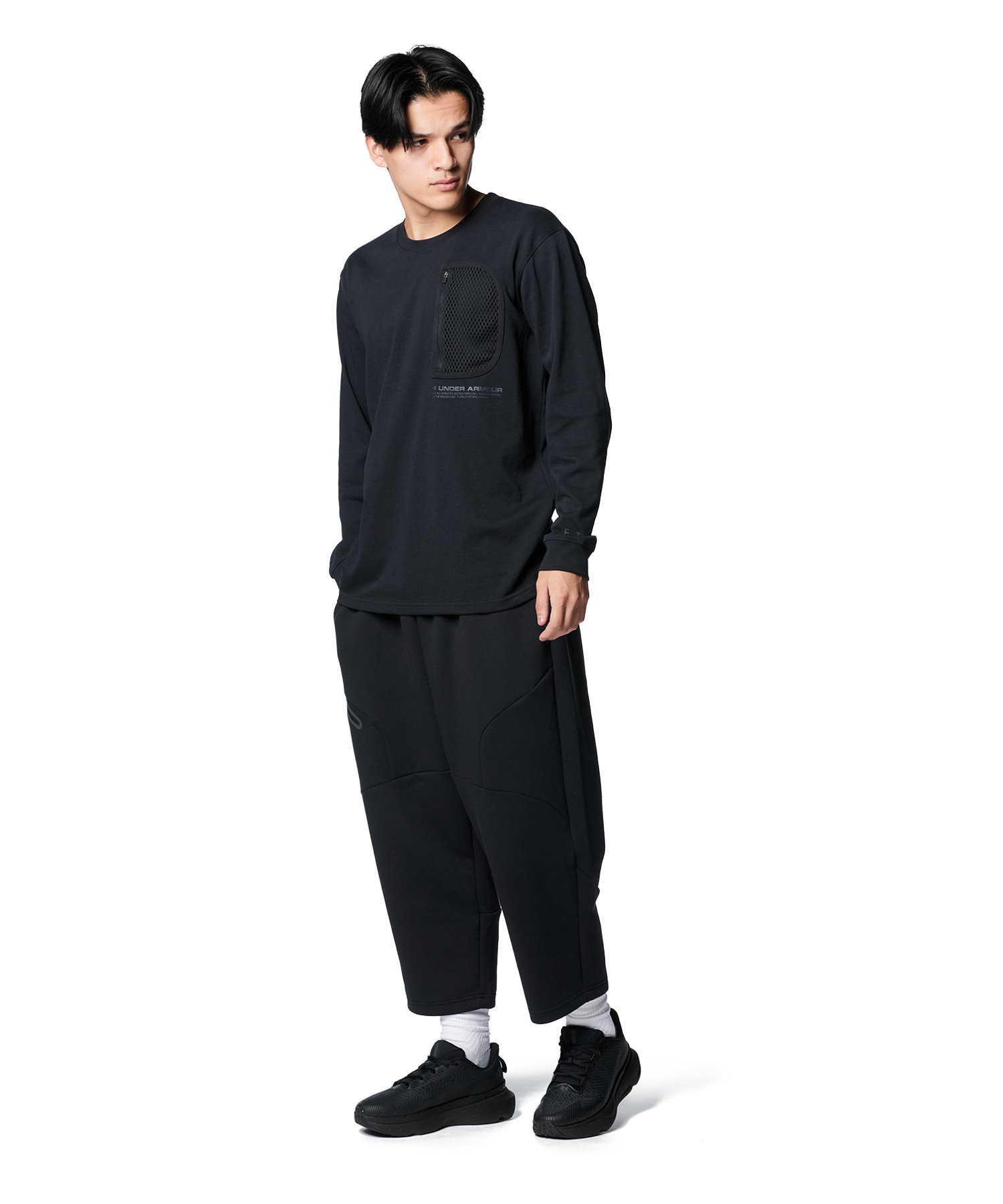 UNDER ARMOUR Unstoppable Fleece BAGGY Crop ズボン 黒 XL 男