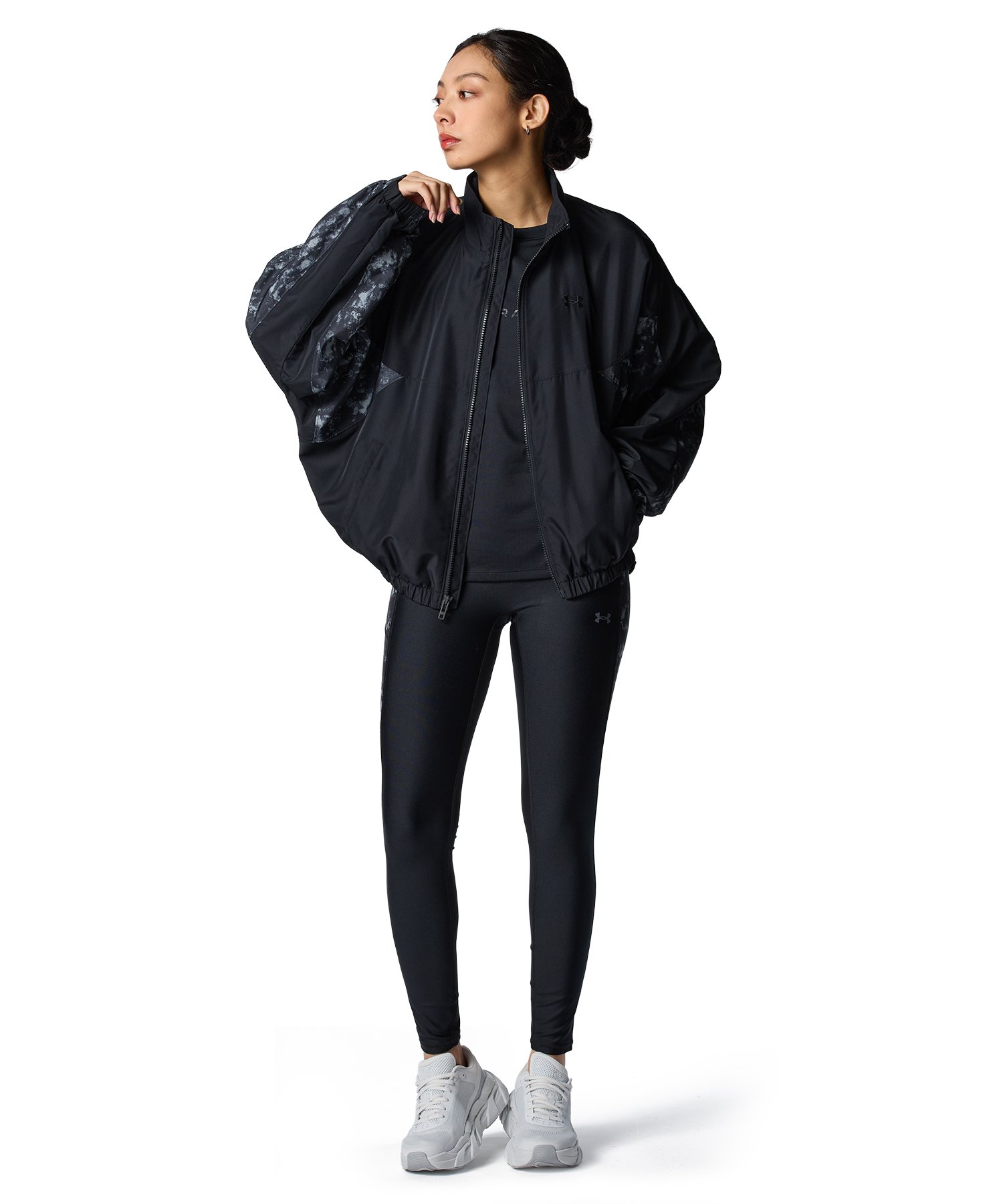 UA���b�V�� ���C�i�[ �E�[�u�� �v�����g �t���W�b�v �W���P�b�g�i�g���[�j���O/WOMEN�j