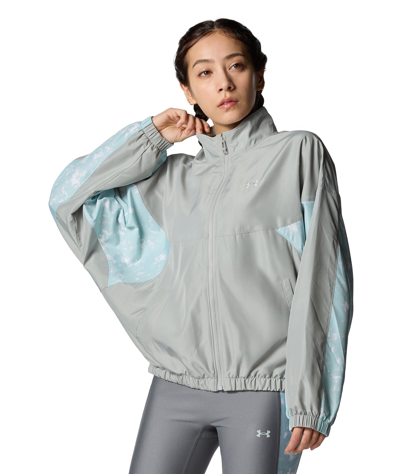 UA���b�V�� ���C�i�[ �E�[�u�� �v�����g �t���W�b�v �W���P�b�g�i�g���[�j���O/WOMEN�j