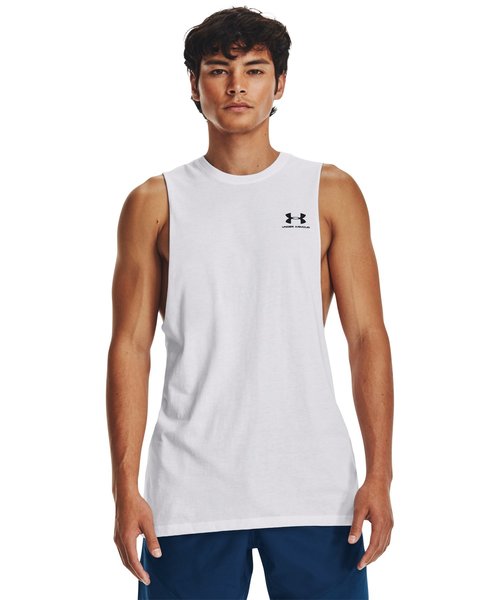 UAレフトチェスト カットオフ タンク（トレーニング/MEN）