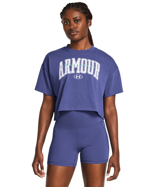 UAヘビーウエイト スクリプテッド ワードマーク クロップ ショートスリーブTシャツ(トレーニング/WOMEN)