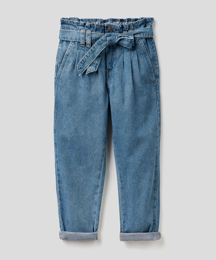 キッズリボンベルト付きウエストゴムデニムパンツg ガールズ ベネトン オンラインストア Benetton公式通販