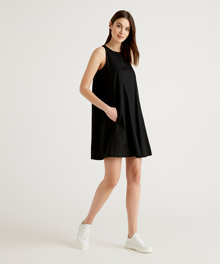 ラウンドネックひざ丈ノースリーブワンピース レディース ベネトン オンラインストア Benetton公式通販