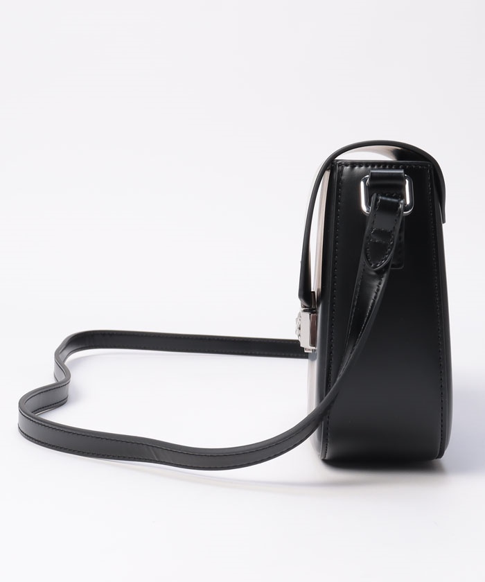 メタルロゴフェイクレザースモールショルダーバッグ(レディース  