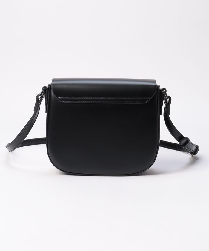 メタルロゴフェイクレザースモールショルダーバッグ(レディース  