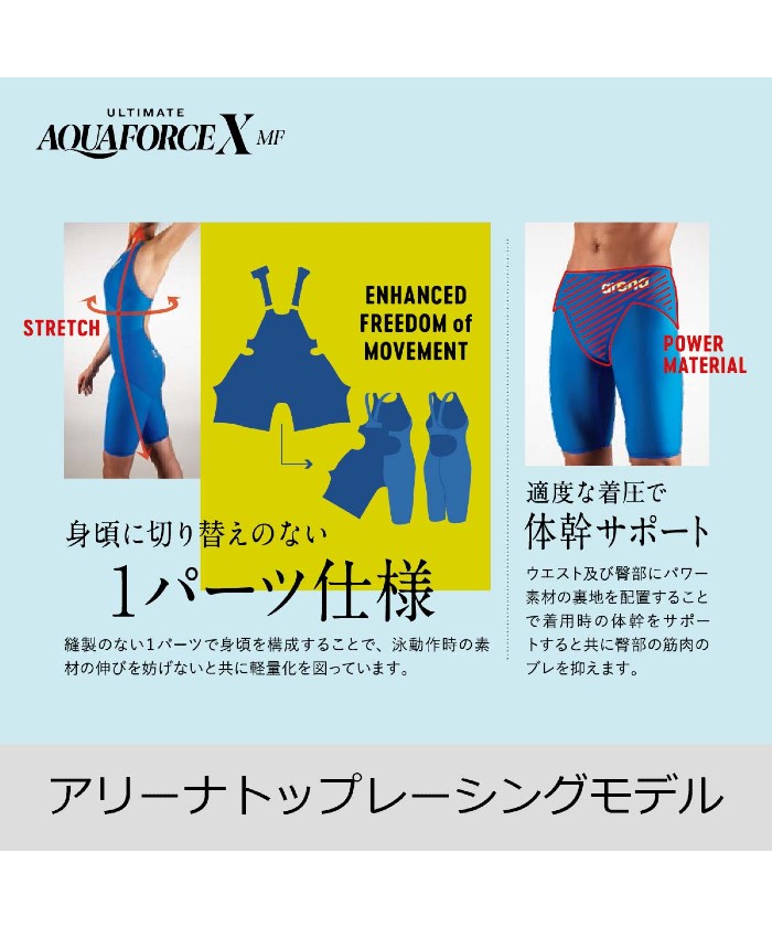 【選手着用モデル】アリーナビシャモン アルティメットアクアフォースX MF ハーフスパッツ（FINA承認）【ア