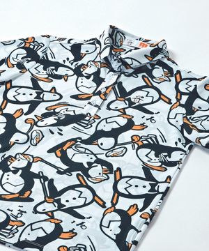 【ENVOY|3Colors Penguin Logo】ペンギン総柄プリント半袖シャツ