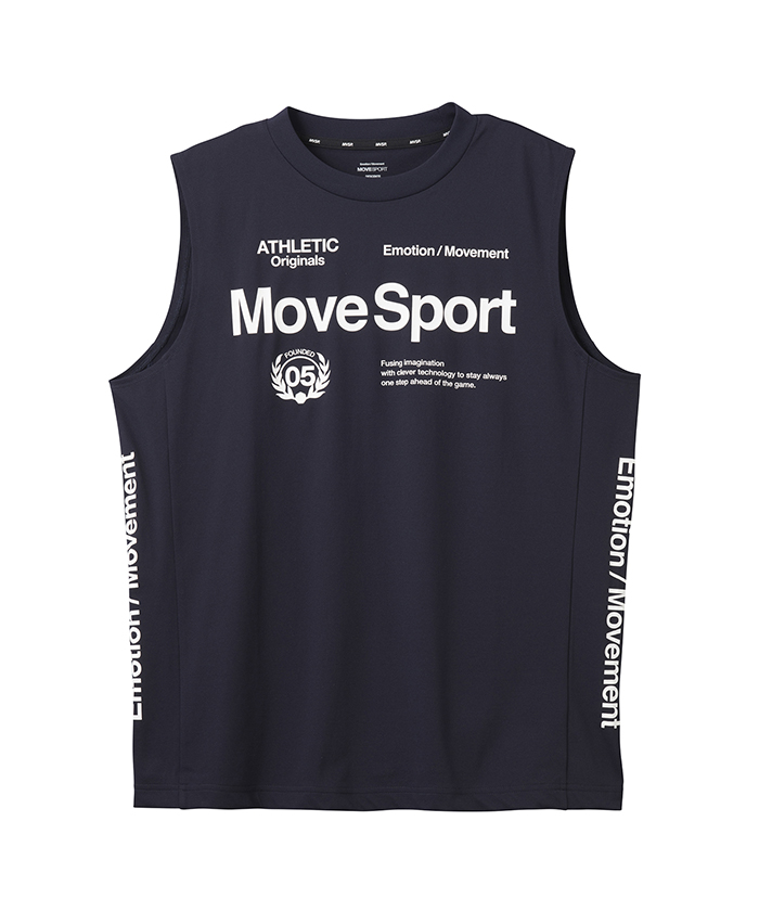【MOVESPORT】 【web限定】S.F.TECH SUNSCREEN スリーブレスシャツ メンズ ネイビー L ムーブスポーツ カットソー・Tシャツ トップス