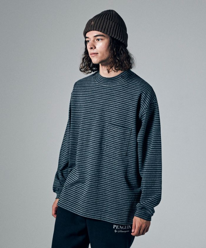 FRIES BORDER MOCKNECK SHIRT / フライスボーダーモックネック