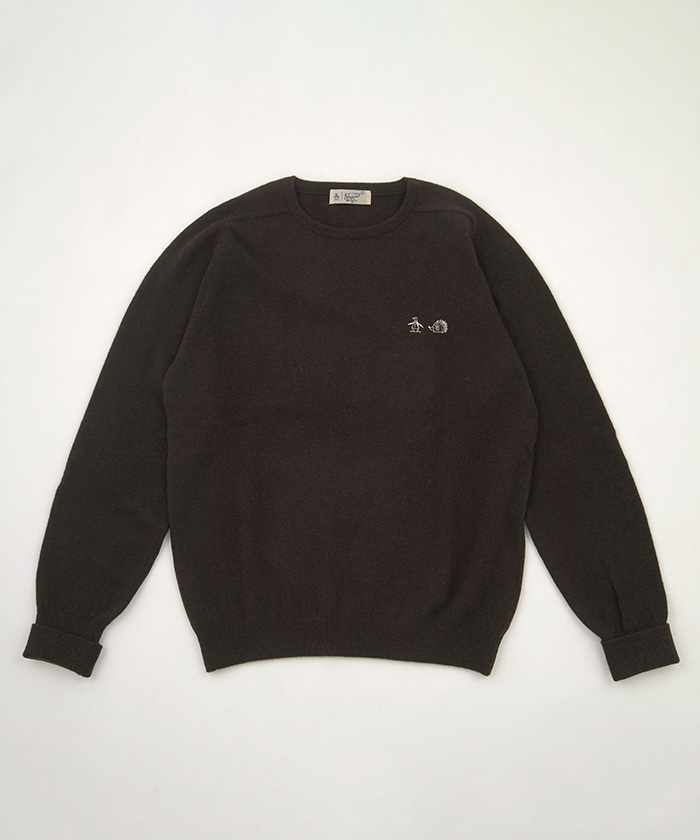 Penguin by CLUBHAUS】LAMS WOOL SADDLE SHOULDER CREW SWEATER