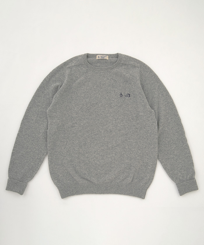 Penguin by CLUBHAUS】LAMS WOOL SADDLE SHOULDER CREW SWEATER 