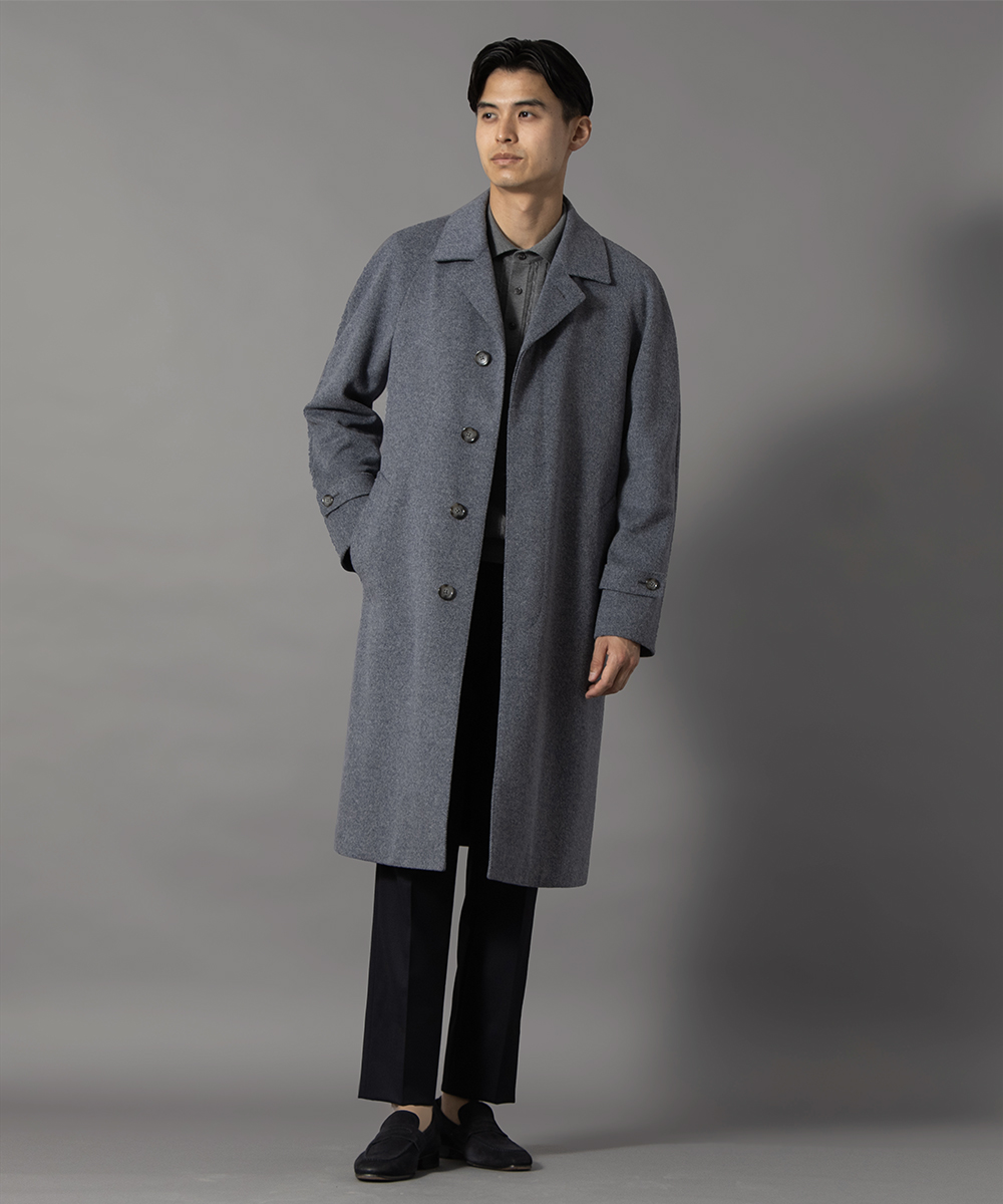 ウールアンゴラビーバーツイルバルカラーコート(ロングレングス