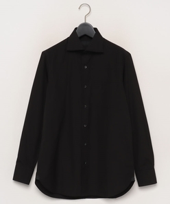ブラックブロードドレスシャツ(ワイドカラー)