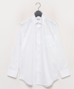 【ネックスリーブ】白へリンボンシャツ(スナップダウン)