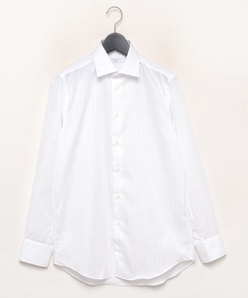 【Richard Jamesコラボ】ホワイトドビーストライプドレスシャツ(セミワイドカラー)