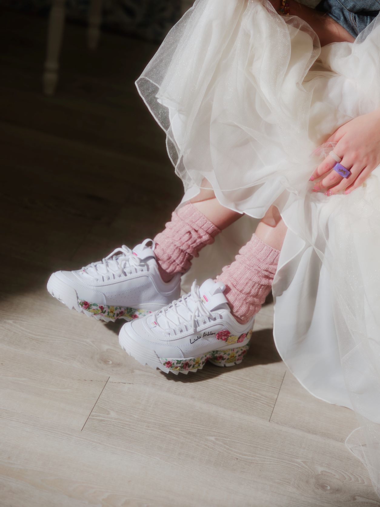 FILA×laura ashley×atmos pinkトリプルコラボレーションシューズ FILA×laura ashley×atmos pinkトリプルコラボレーションシューズ