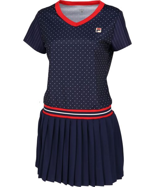 テニス】スクエアドット Vネックワンピース レディース|FILA（フィラ 