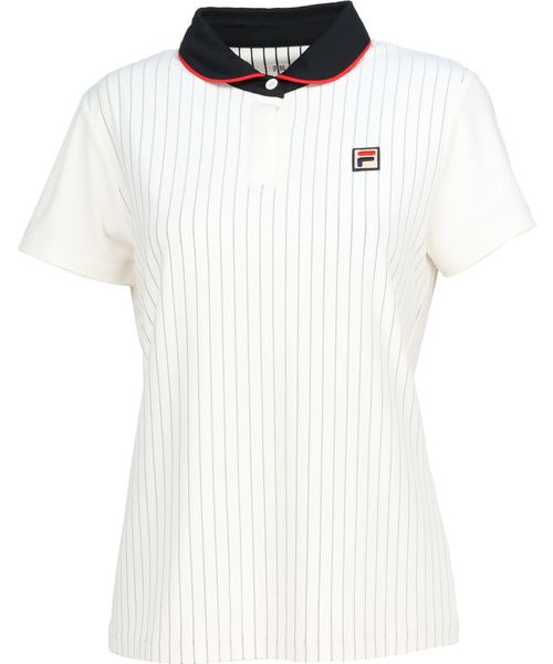 【テニス】ストライプジャガード ポロシャツ レディース