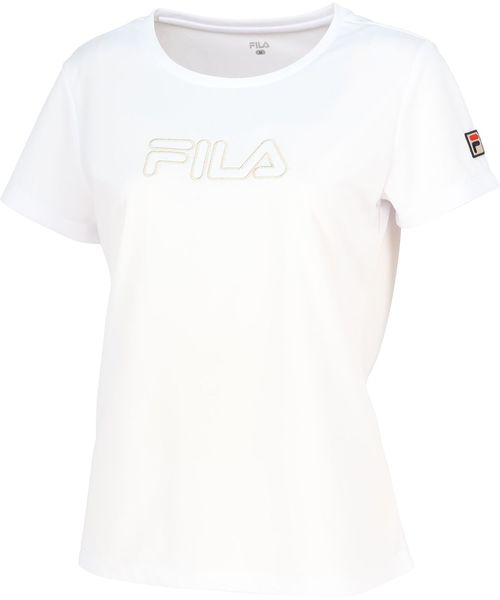 【テニス】レインボー刺繍ロゴ クルーネックTシャツ レディース