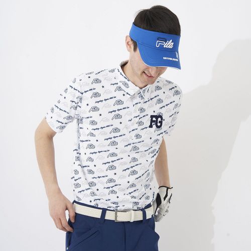 【ゴルフ】遮熱バーチカルメッシュ ロゴグラフィックプリント半袖シャツ