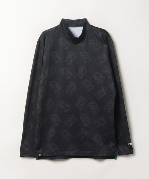 【ゴルフ】ECO裏起毛スムース ロゴプリント モックネック ロングシャツ 衿巾3.5cm メンズ