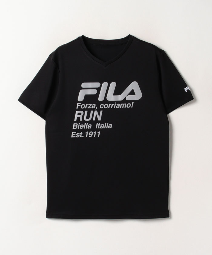 ラン】接触冷感 プリントVネックTシャツ メンズ|FILA（フィラ）公式