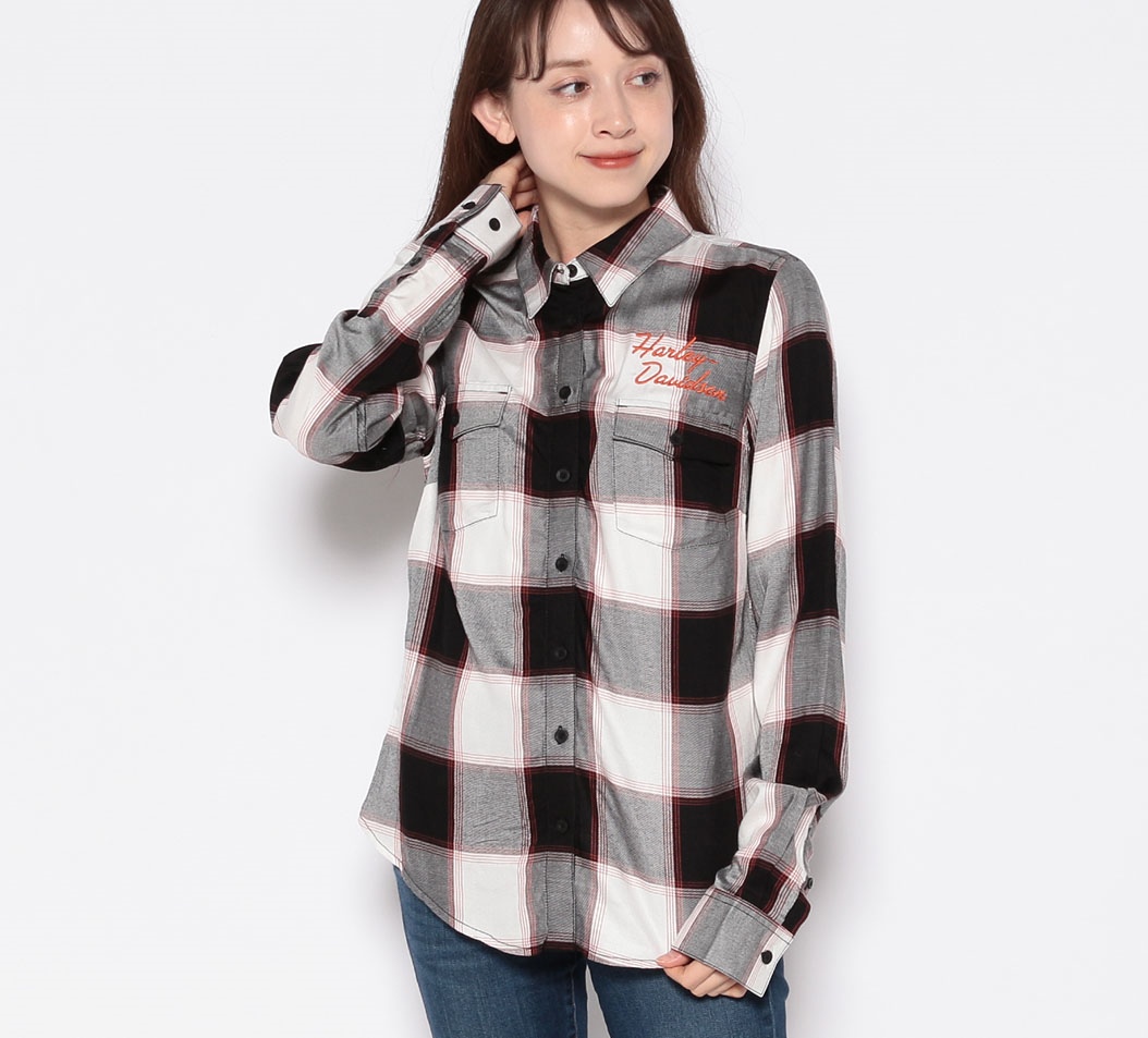 クラシックバーアンドシールドプレイドシャツ【Women's】｜ハーレー ...