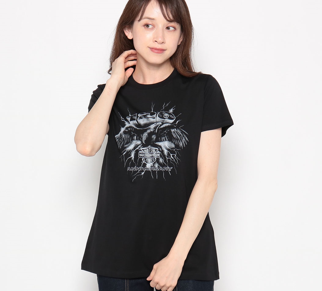 Women's】120周年記念グラフィック Tシャツ ブラック｜ハーレー