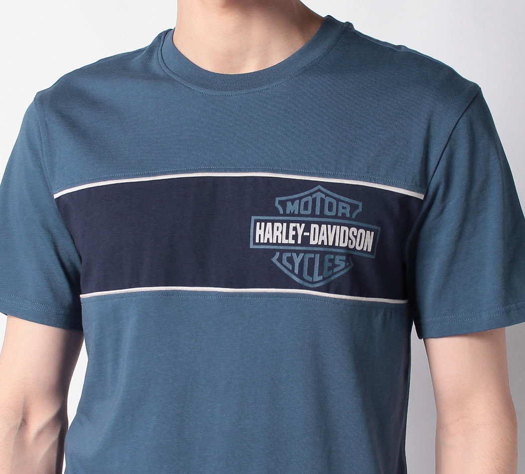 HARLEY DAVIDSON Tシャツ スカル ネイビー ポケット L