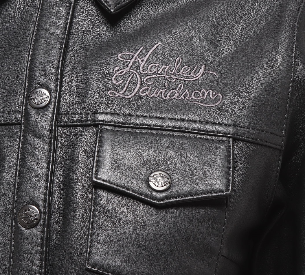 【人気SALE正規品】【美品】極希少HARLEY-DAVIDSON 牛革 羽織紐 レザーシャツ 黒 ジャケット・アウター