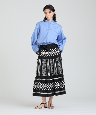 yIKORRE PARIS/CR[pzEMBROIDERIES POPLIN SKIRT