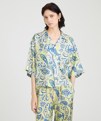 yBANANATIME/oii^CzCROPPED HAWAIIAN SHIRT JUMBO PAISLEY