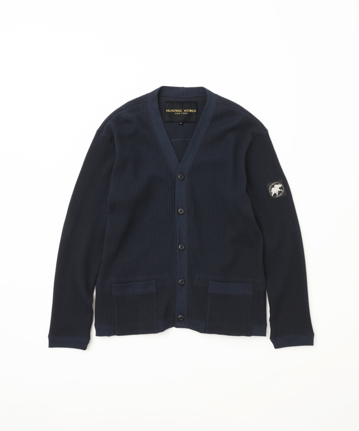 ワッフルカーディガン22ss02 ネイビーメンズ ニット Hunting World Online Store ハンティングワールド公式 オンラインストア