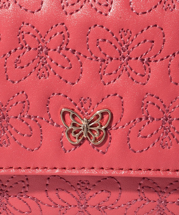 幸せなふたりに贈る結婚祝い アナスイ ANNA ネイビー 2つ折り財布 刺繍 エターナルバタフライ SUI - 折り財布