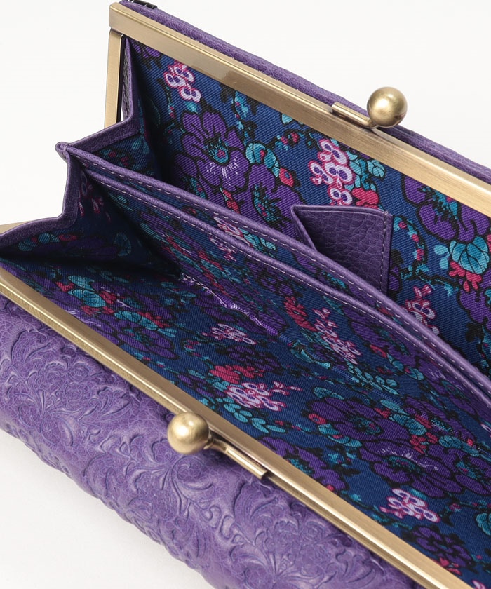 極美品 ANNA SUI セルパン 折り財布 がま口財布 パープル 紫 白蛇セルパン折り財布がま口財布白蛇